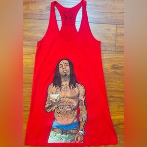 Lili Wayne Cash Money Records Tank Top Sz M Birthday Cake Red/ Black
